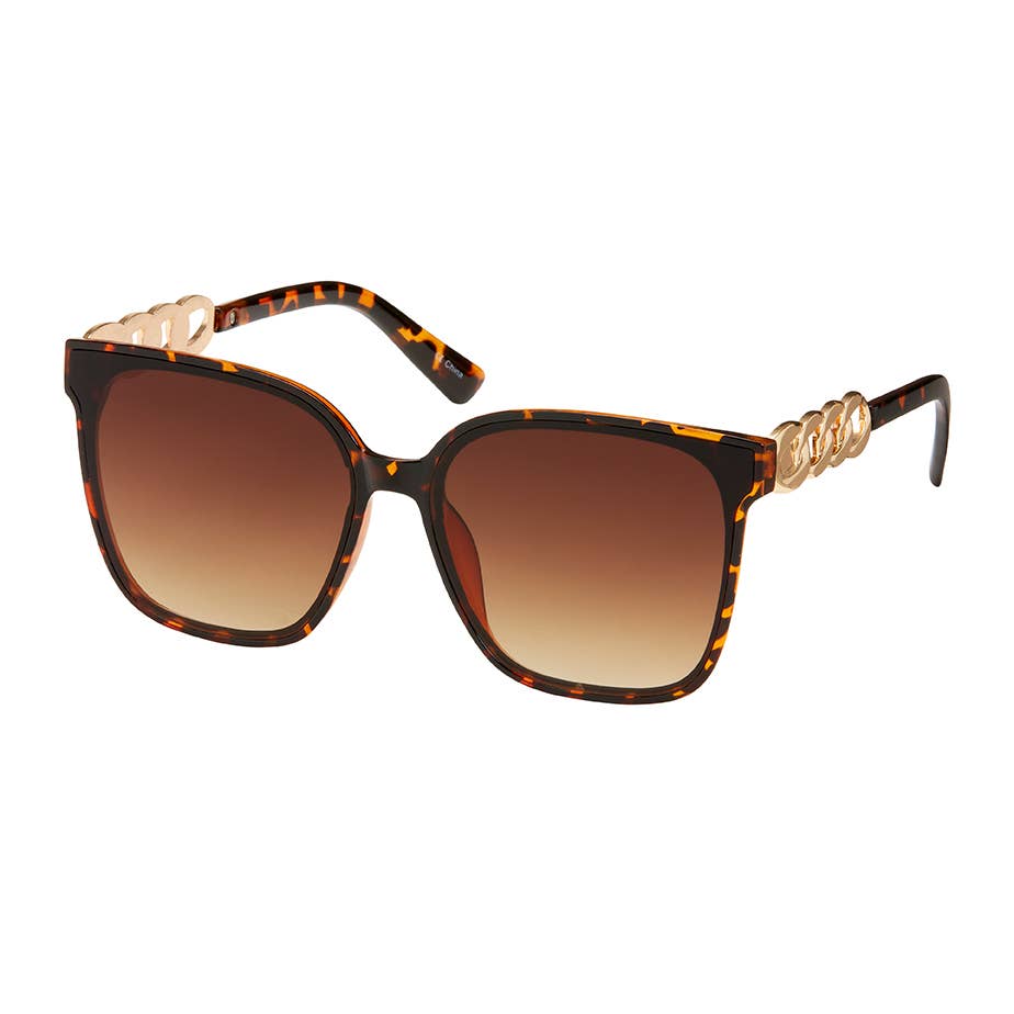 1335 Jade - Oversized W/Metal Design Sunglasses