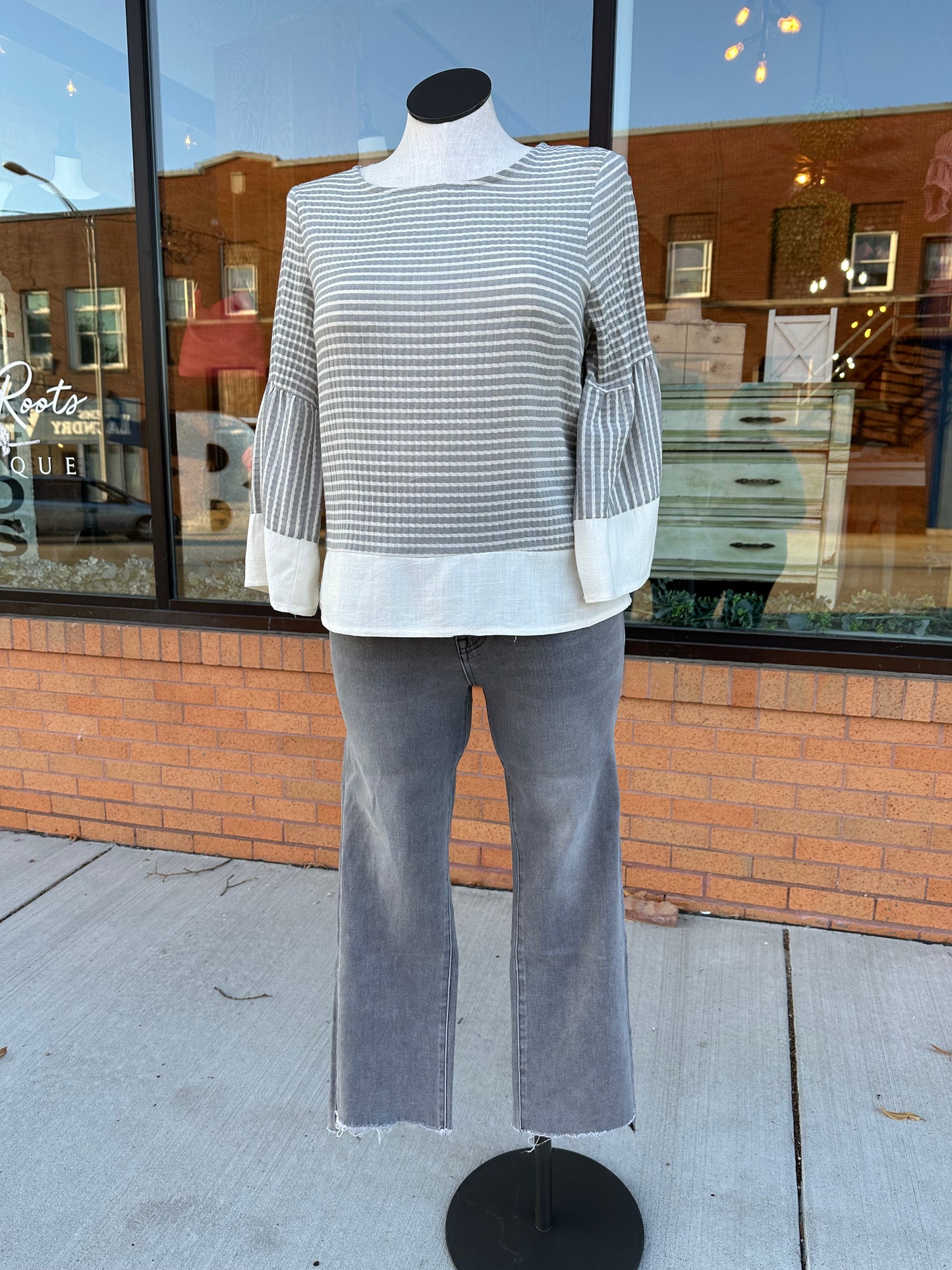 Striped & Solid Contrast Top