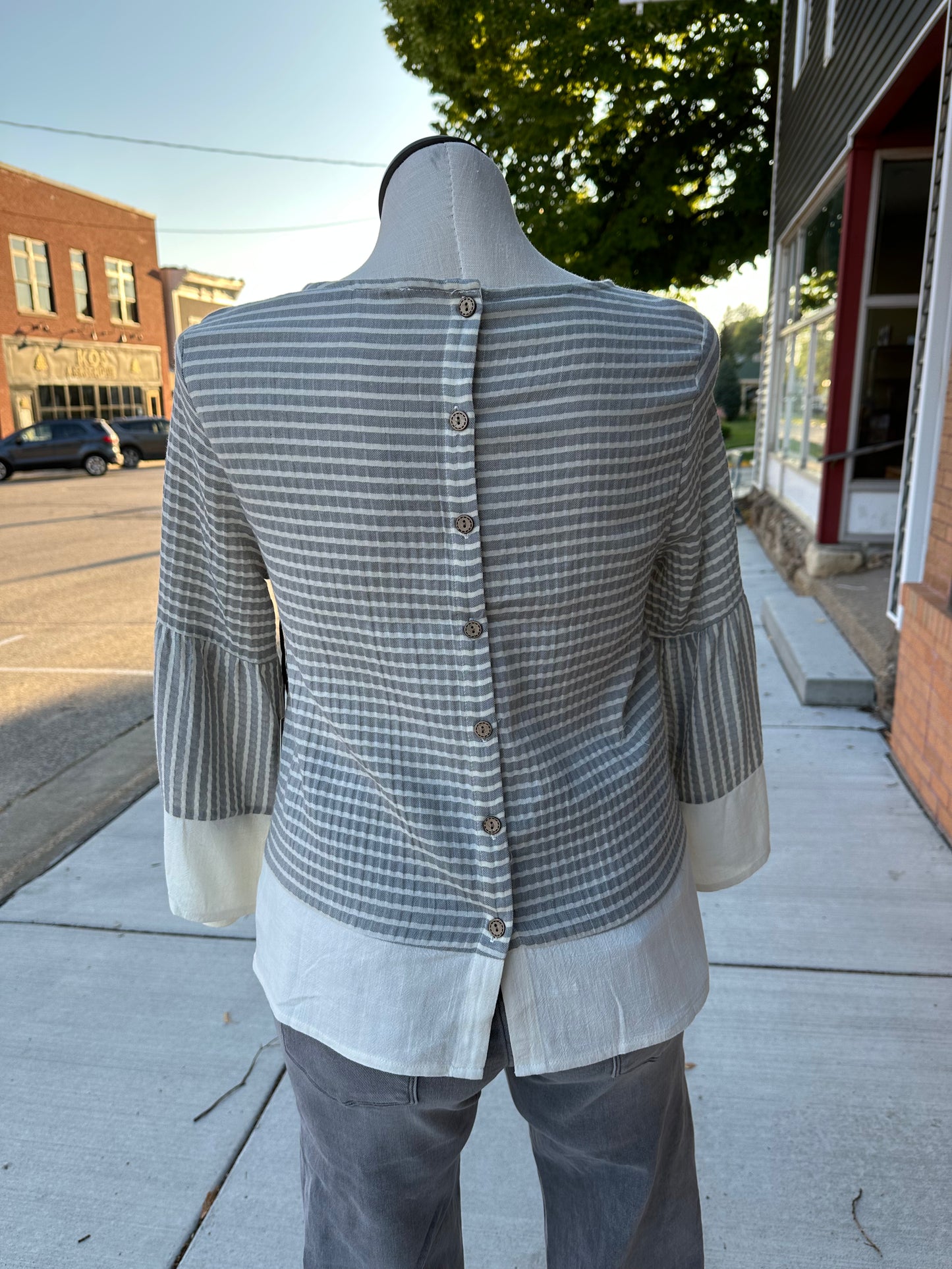Striped & Solid Contrast Top