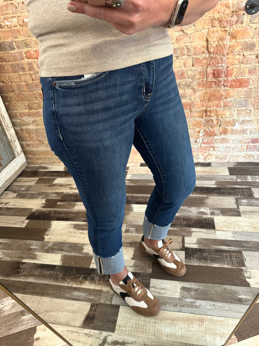 Mica Mid Rise Slim Straight Leg w/Cuffed Hem