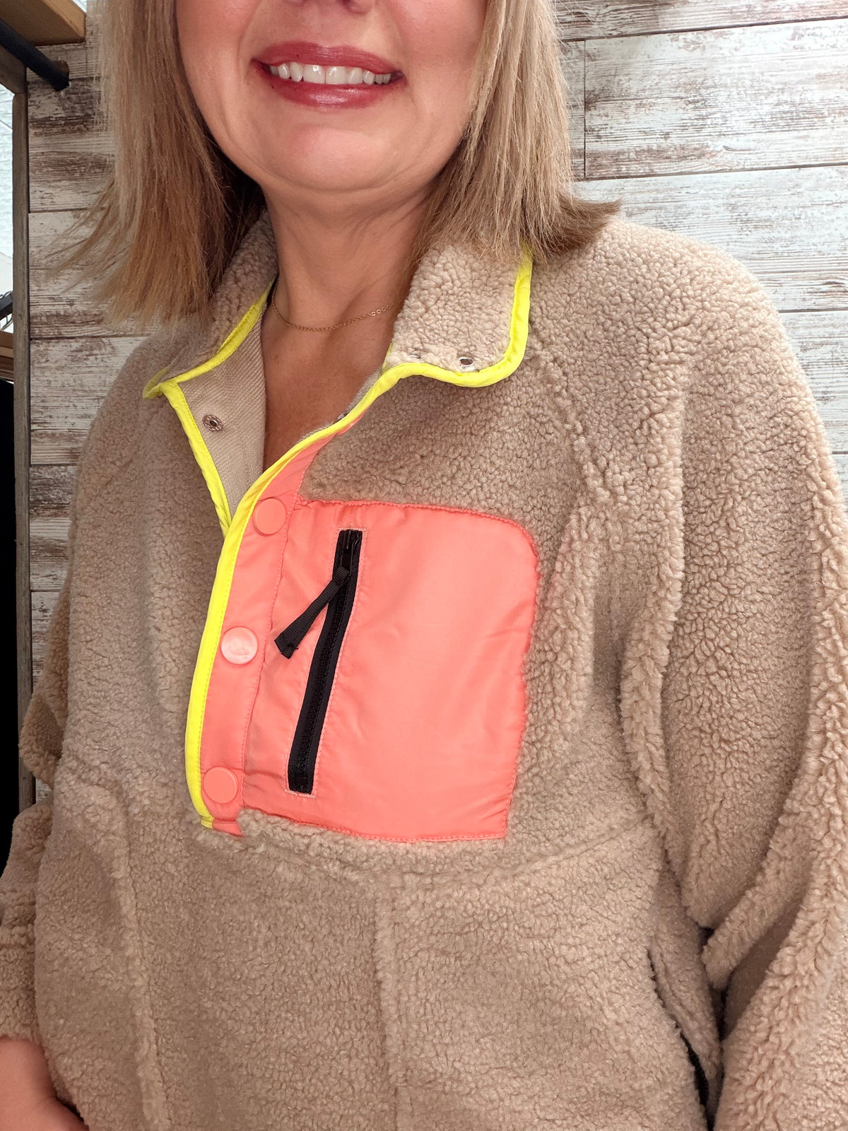 Free People Dupe Colorblock Fleece Pullover