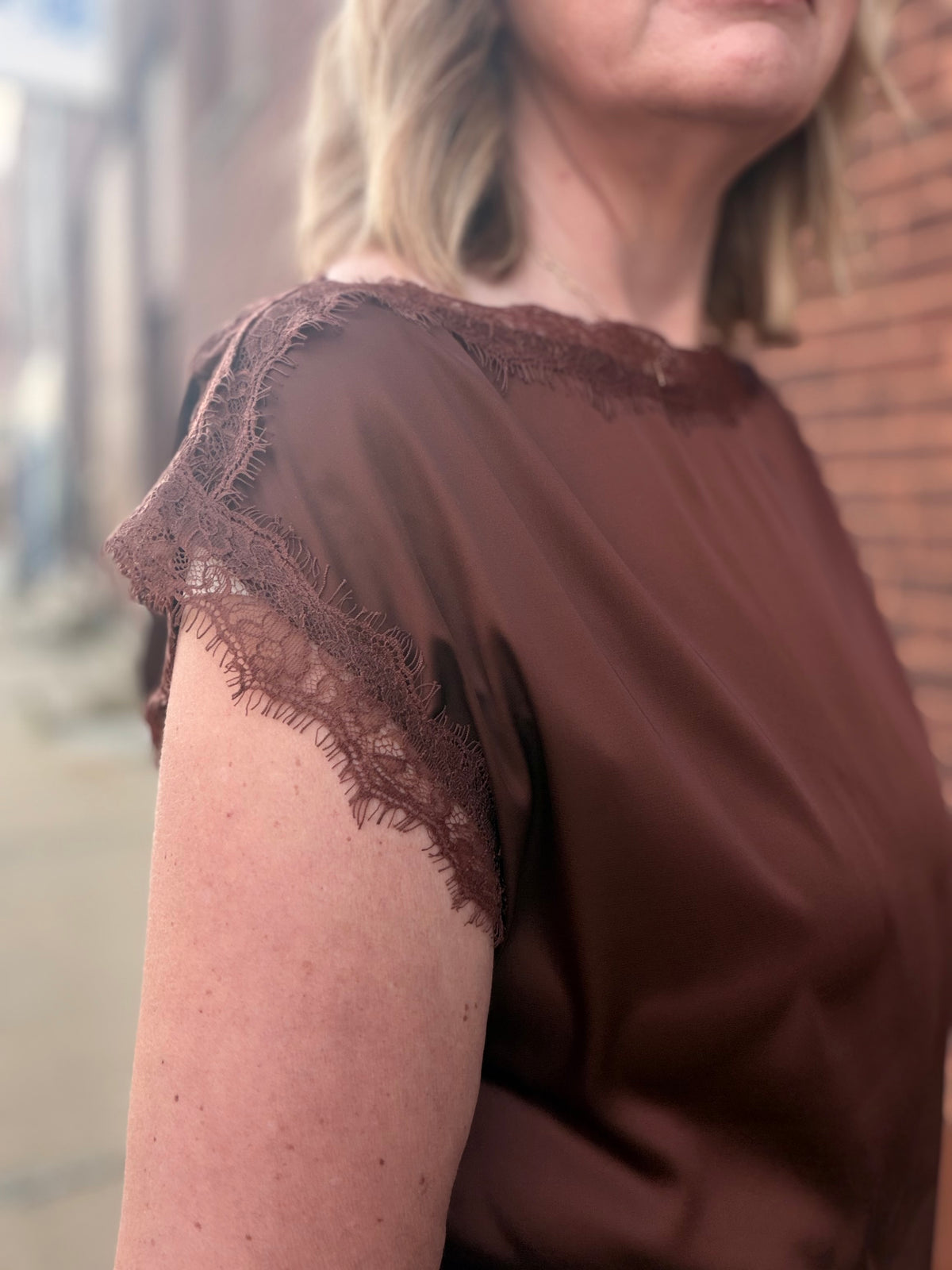 Effortless Satin Trimmed Asymmetric Top