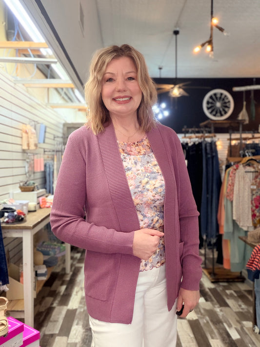 The Dani Open Front Waffle Textured Cardigan