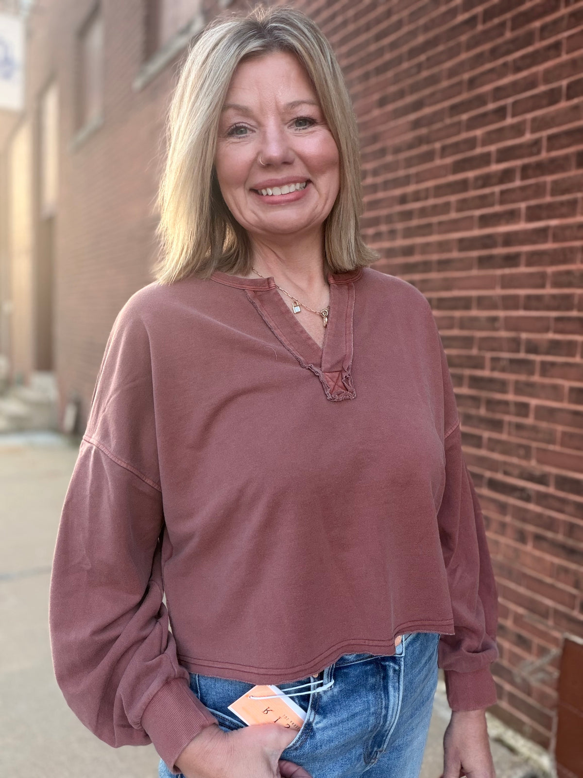 The Callie Split Neck Pullover