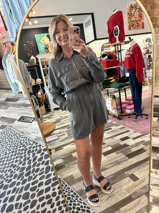 The Audrey Tencel Mineral Washed Romper