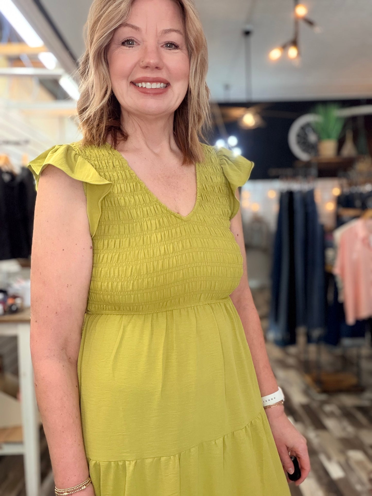 Flutter Sleeve Maxi Dress Celery