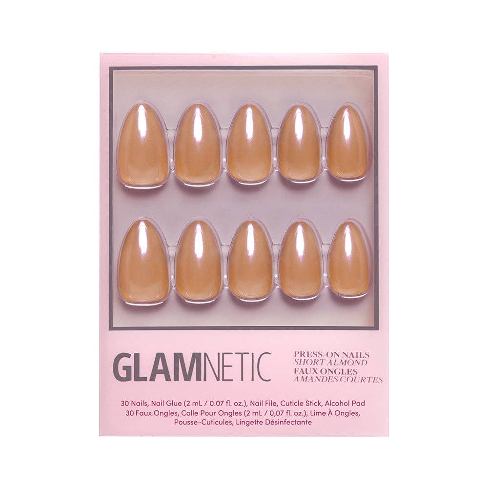 Maple Glaze Press-On Nails | Short Almond Brown Taupe Glaze