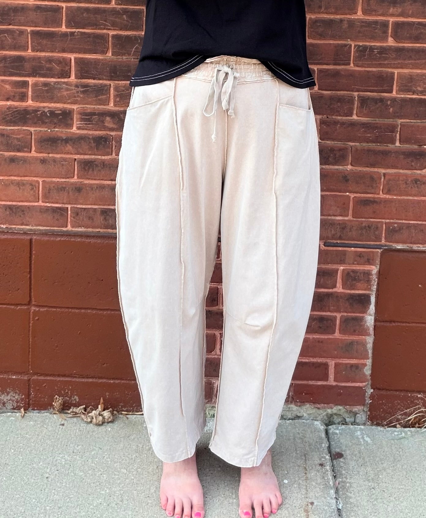 The Dani Mineral Wash Seam Pull on Barrel Pants