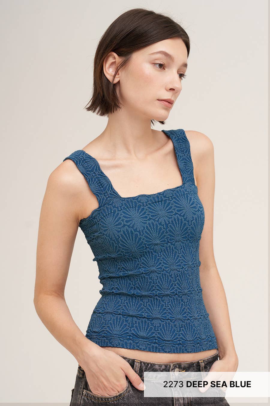 NikiBiki Lace Textured Square Top