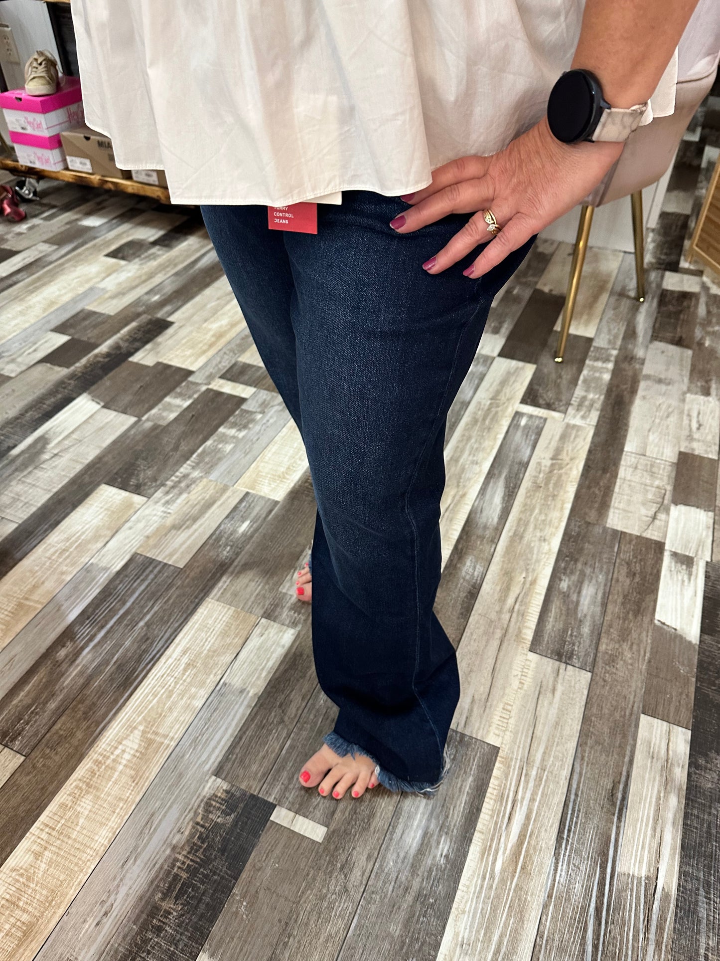 Lovervet High Rise Frayed Hem Bootcut Jeans