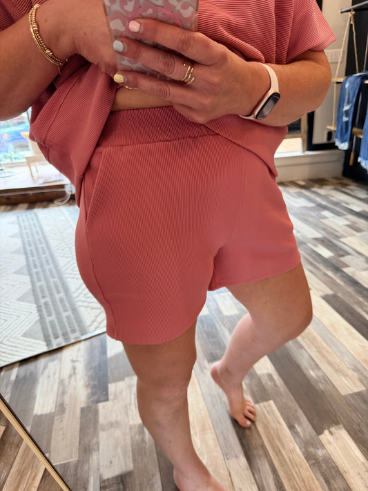 Ribbed Shorts w/Pockets