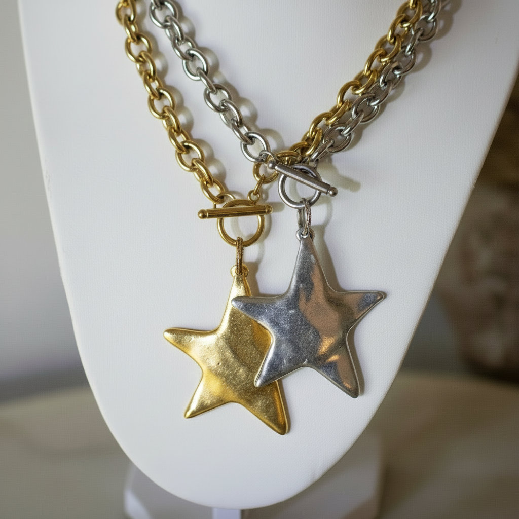 Starlight Toggle Necklace - Gold & Silver Star Charm | Deep South Originals
