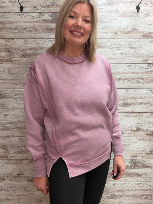 Acid Washed Exposed Seam Sweatshirt