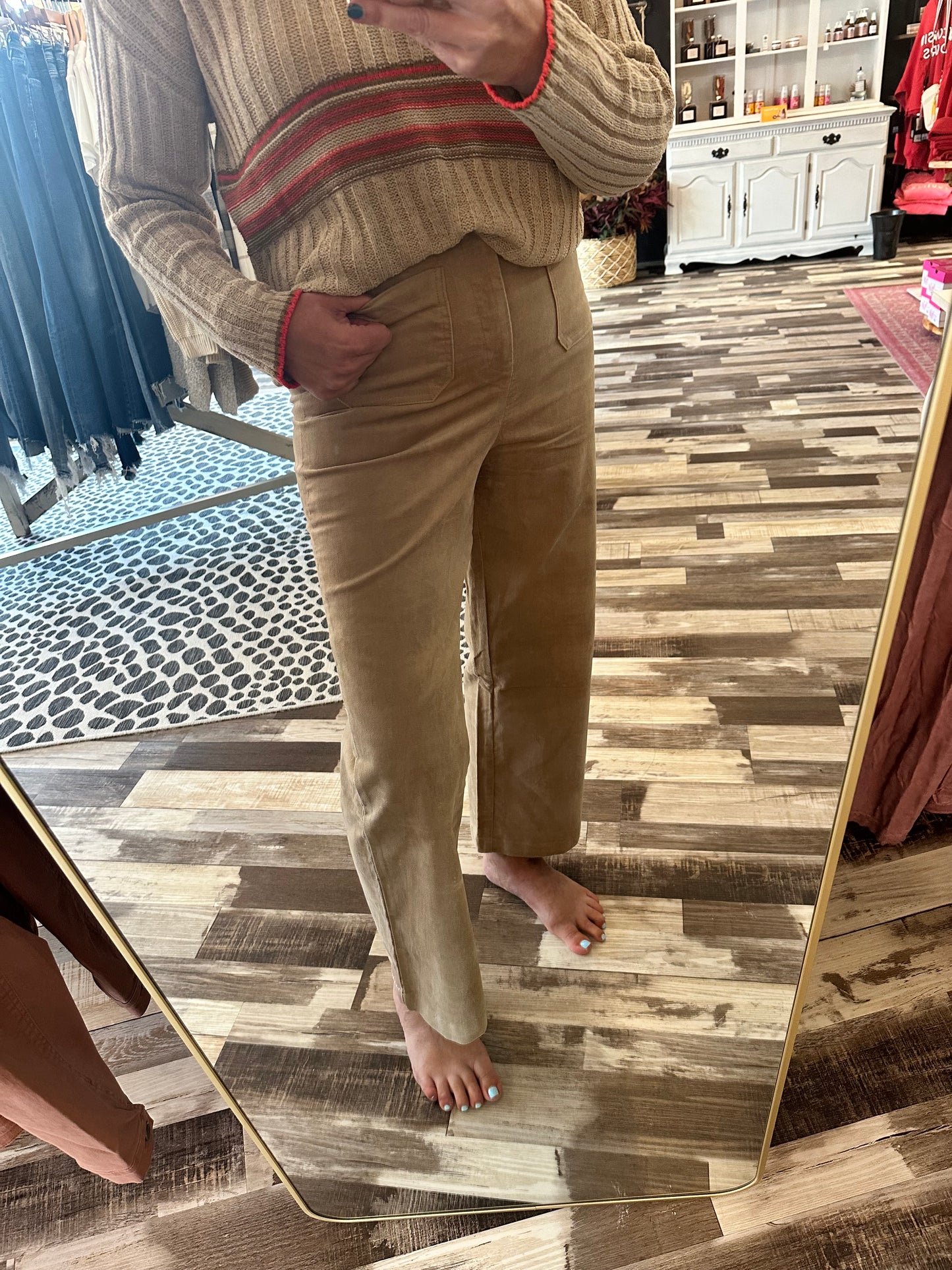 High Rise Faux Suede Wide Leg Pants