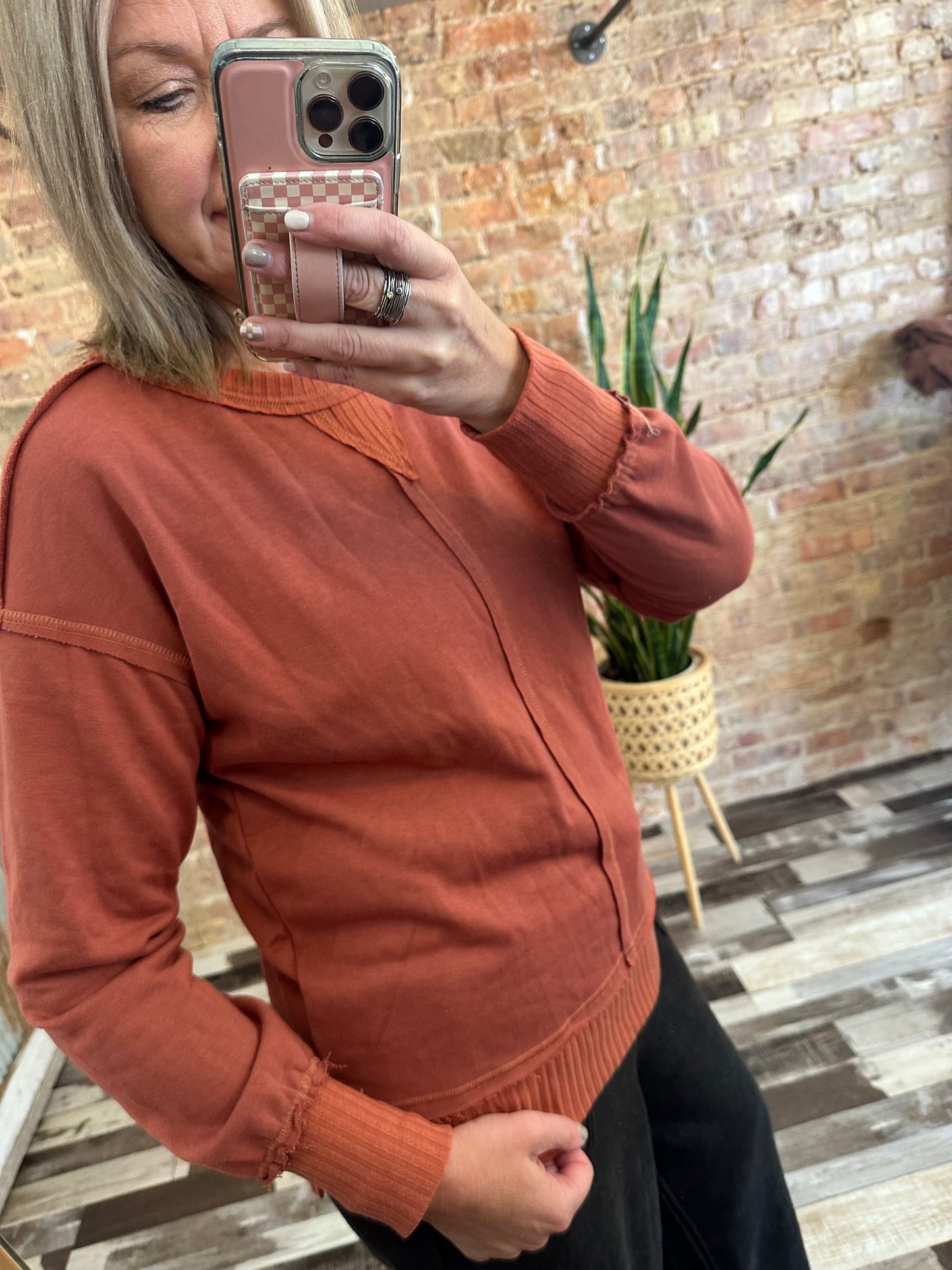 The Tori Rib Contrasted French Terry Top
