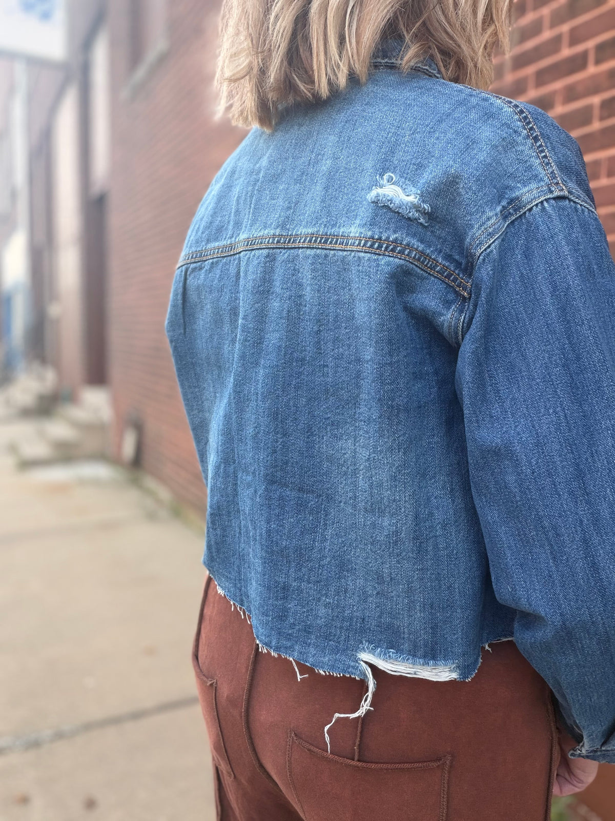 Sweet Magnolia Relaxed Crop Denim Shirt