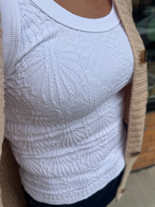 NikiBiki Reversible Lace Textured Tank Top-White