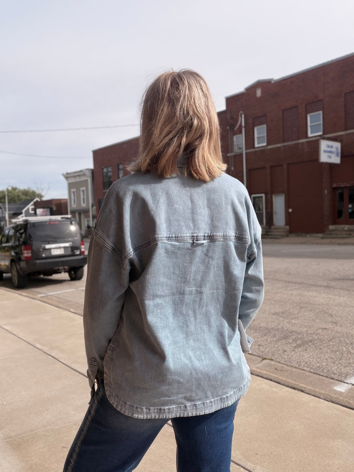 Crisp Morning Oversized Hi/Lo Shacket - Mica