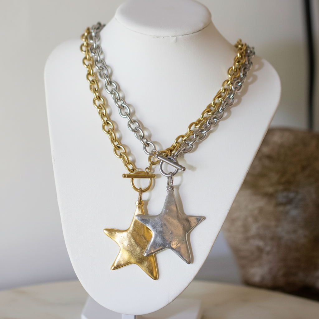 Starlight Toggle Necklace - Gold & Silver Star Charm | Deep South Originals