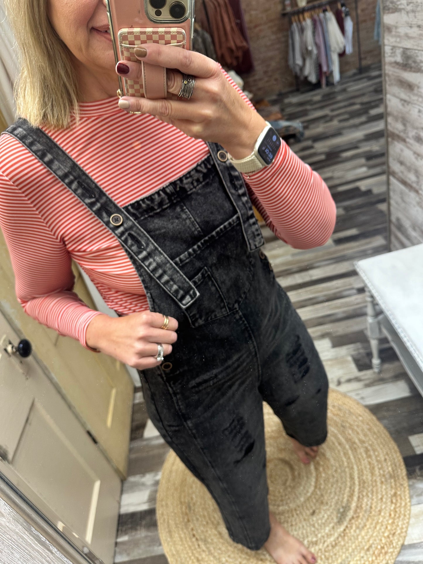 The Layla Distressed Wide Leg Denim Bibs