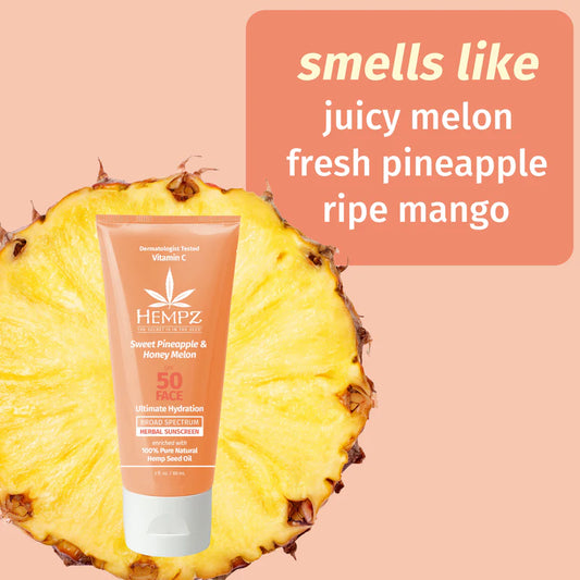 Hempz Sweet Pineapple & Honey Melon Herbal Facial Sunscreen SPF 50