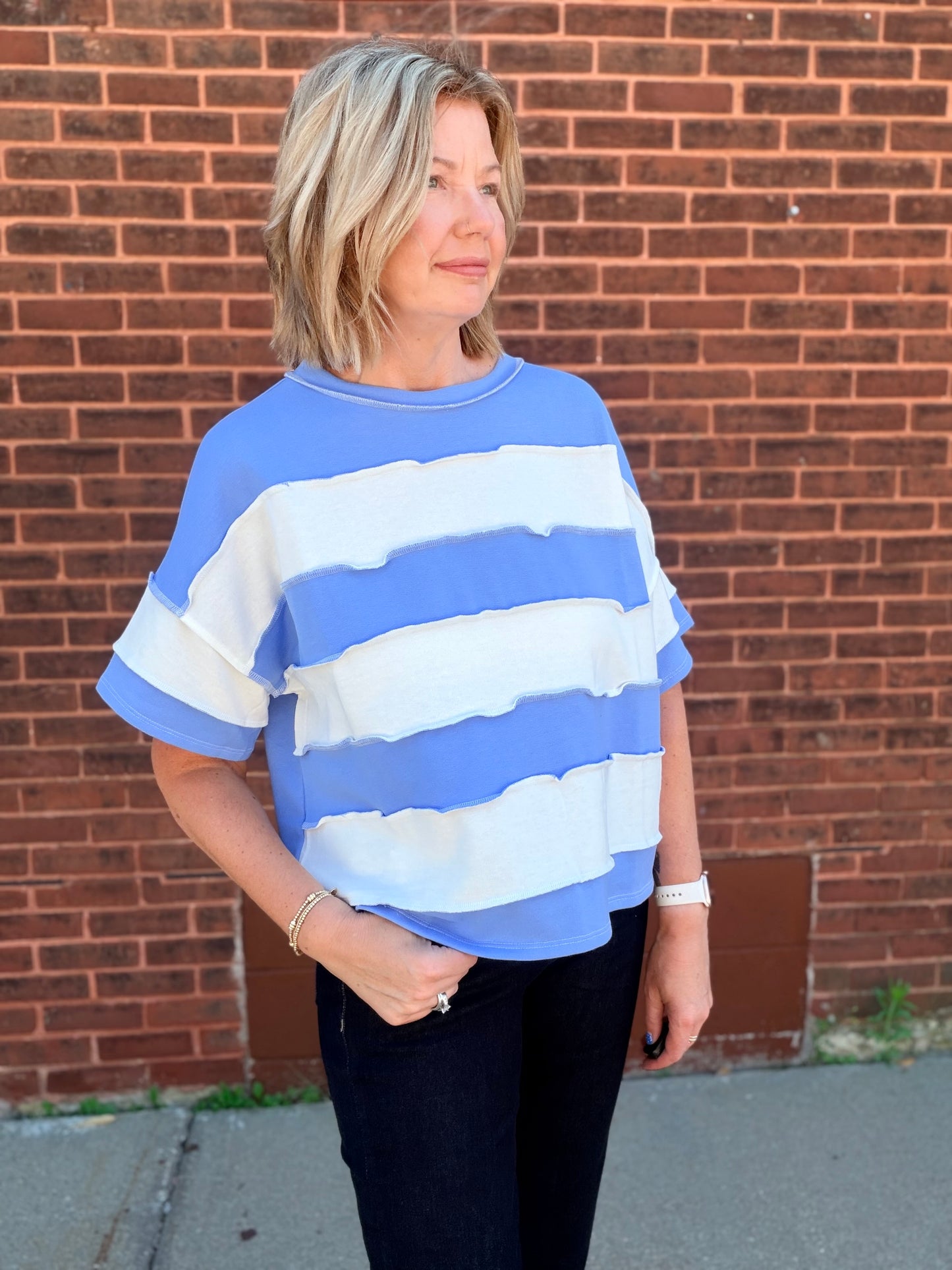 The Johnnie French Terry Exposed Seam Top