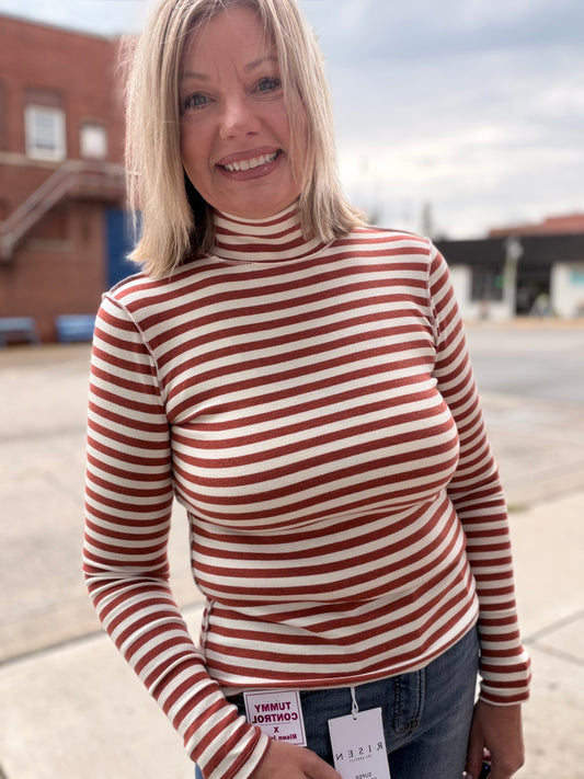 The Skye Seam Turtleneck Knit Top