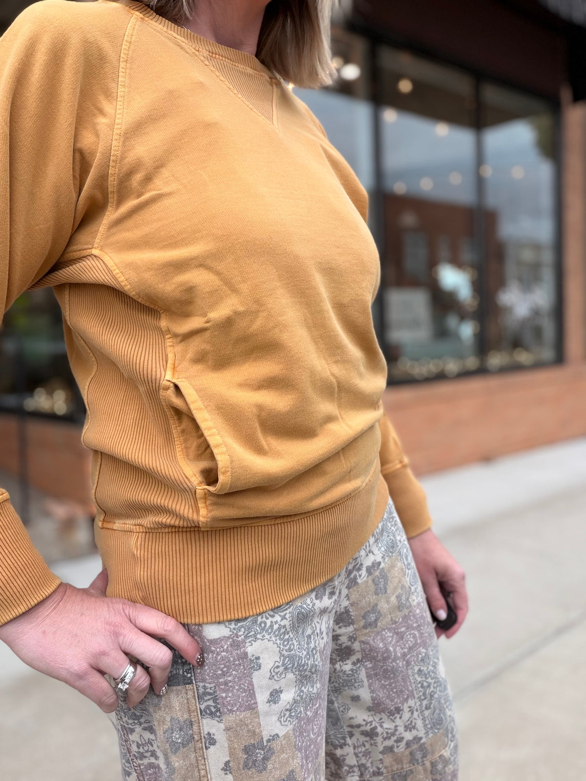 The Julia Acid Washed Pullover w/Side Rib