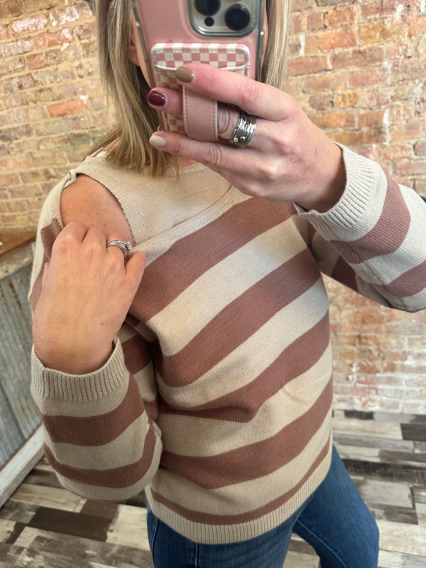 Seeing Double Faux Layer Striped Sweater