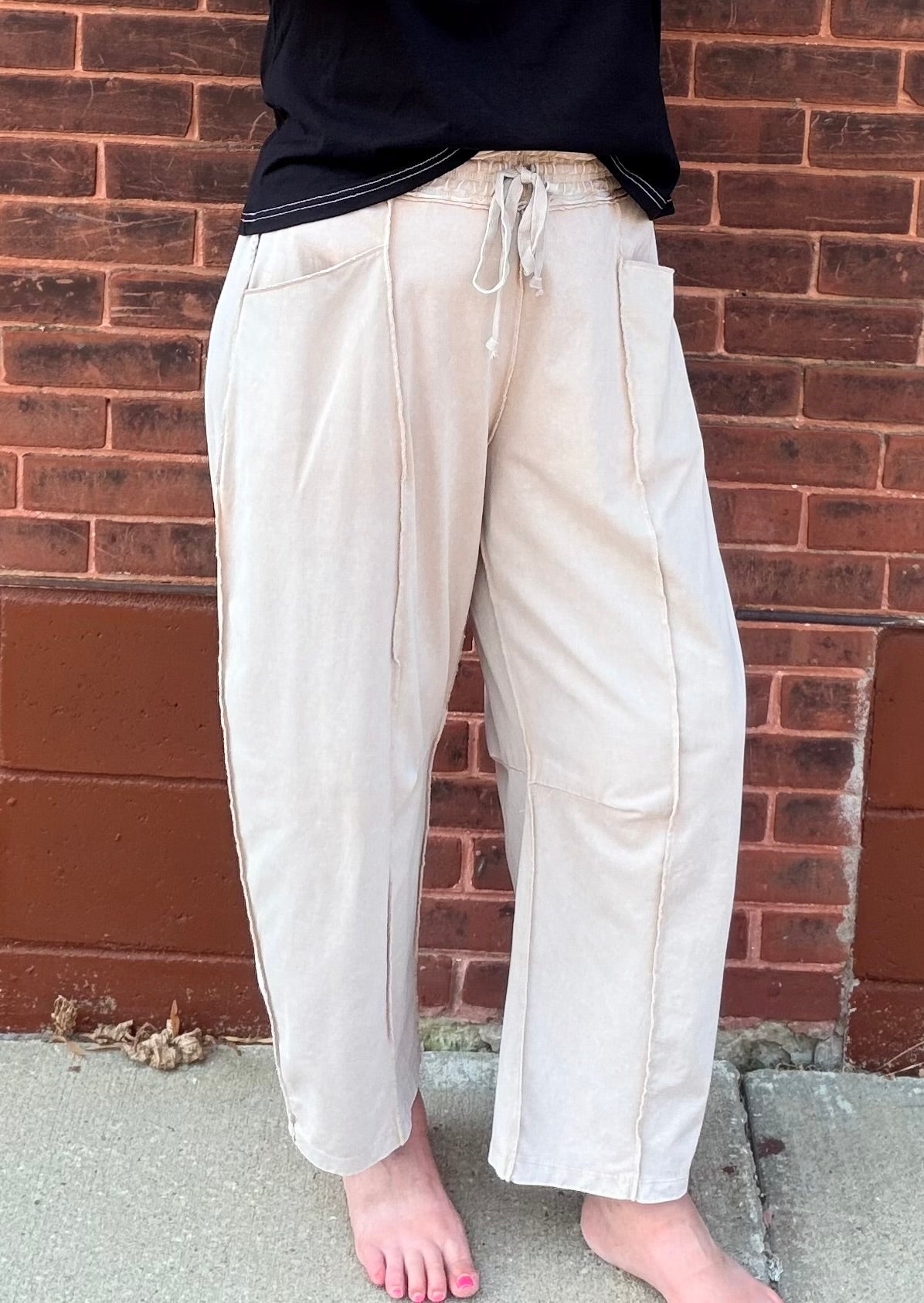 The Dani Mineral Wash Seam Pull on Barrel Pants