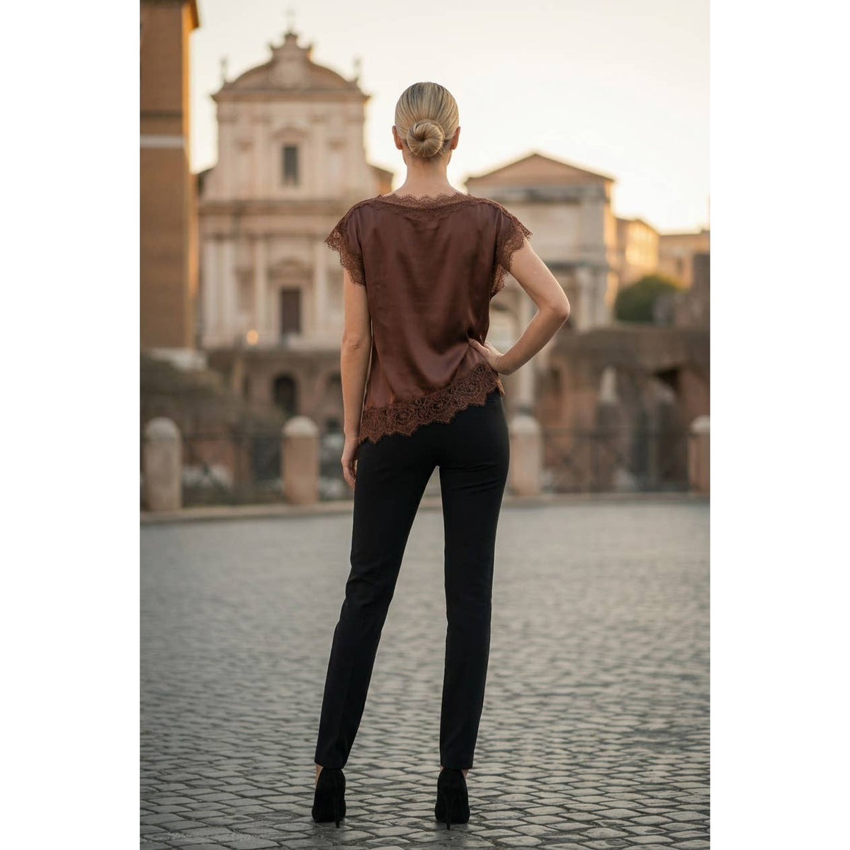 Effortless Satin Trimmed Asymmetric Top