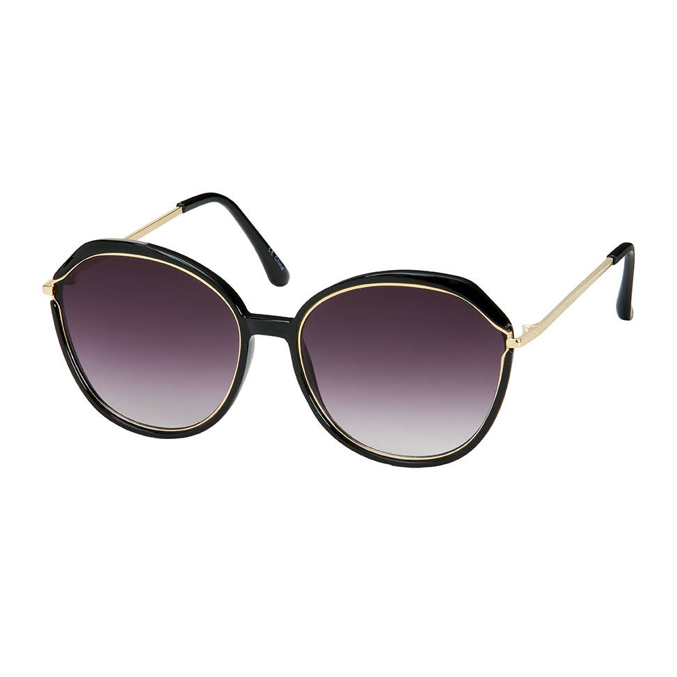 1306 NEW Jade - Round Metal Inlay Women's Sunglasses