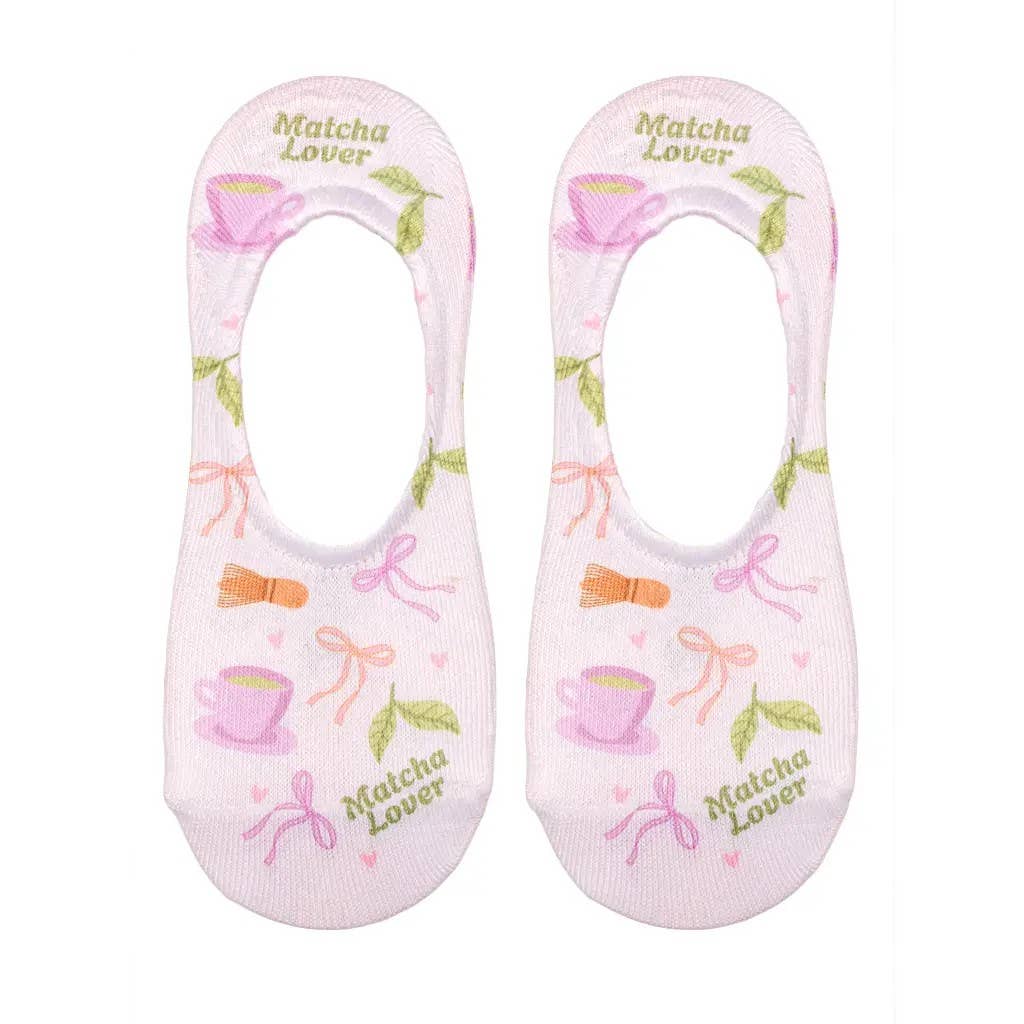 No-Show Liner Socks - "Matcha Lover" - Soft Pink