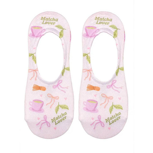 No-Show Liner Socks - "Matcha Lover" - Soft Pink