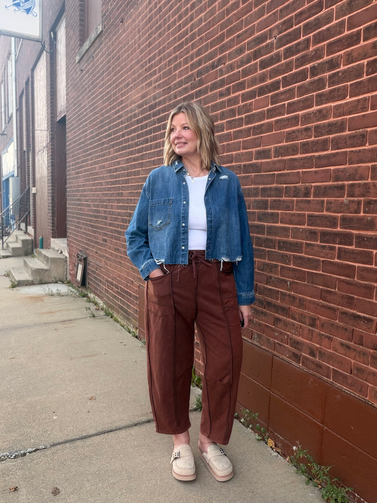 Sweet Magnolia Relaxed Crop Denim Shirt