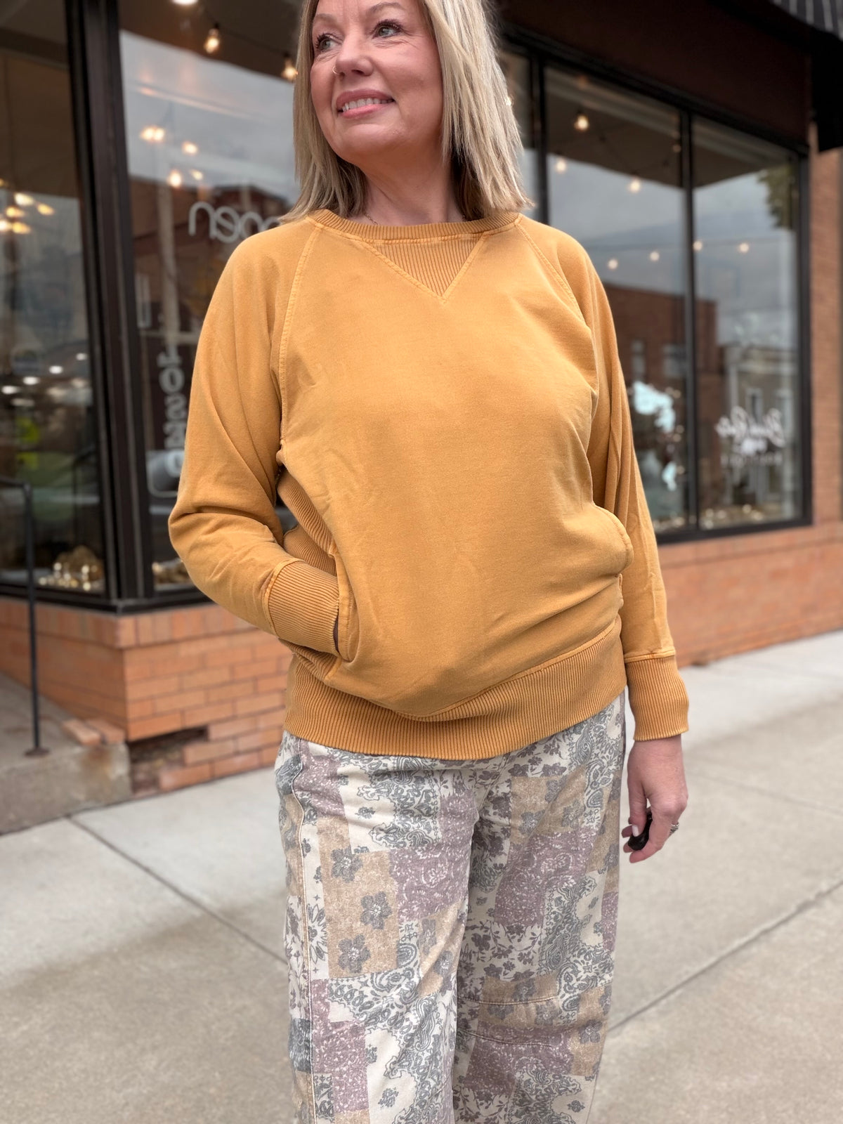 The Julia Acid Washed Pullover w/Side Rib