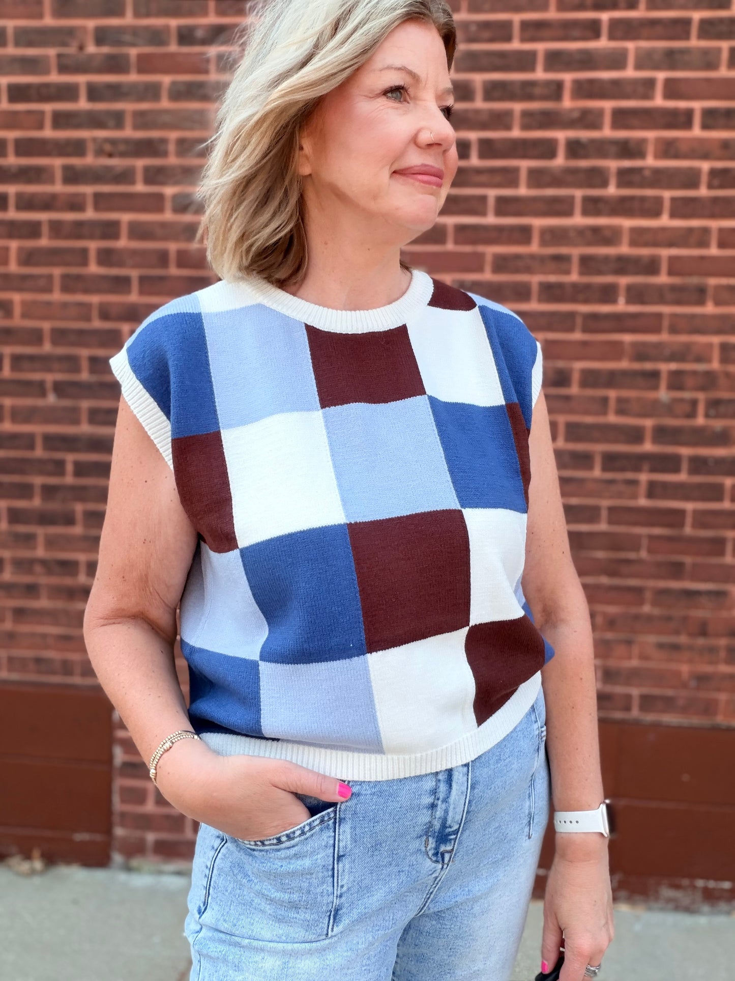 Pick A Patch Sleeveless Sweater Tank