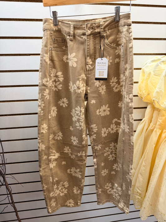 Floral Barrel Jeans