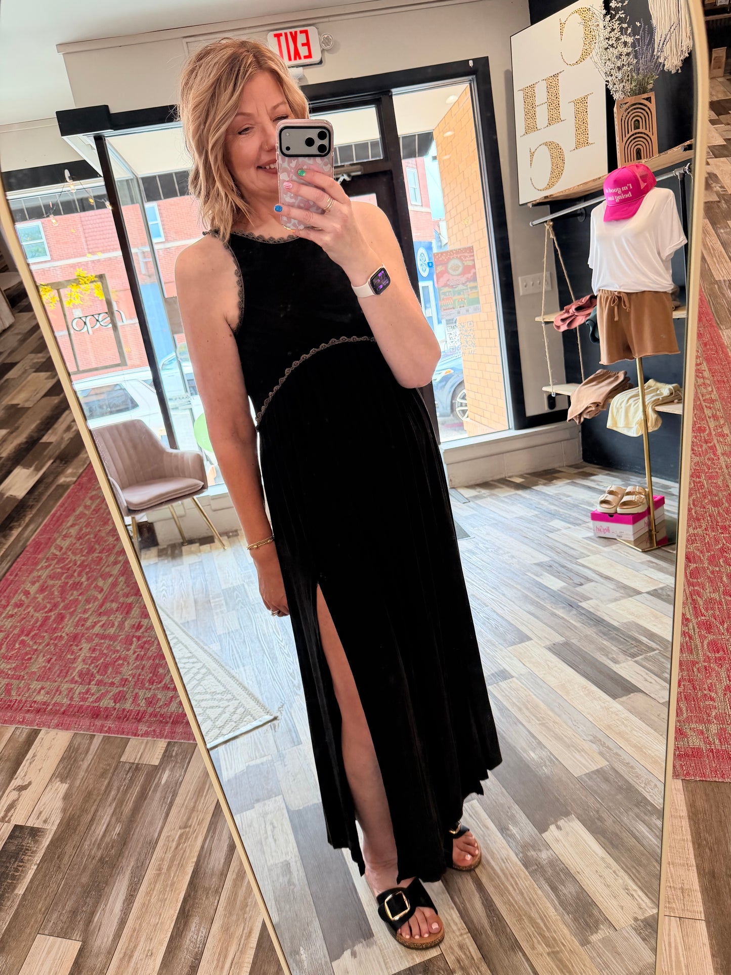 Mineral Wash Front Slit Maxi Dress
