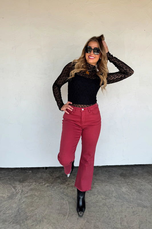 Burgundy Urban Non-Distressed Crop Jean