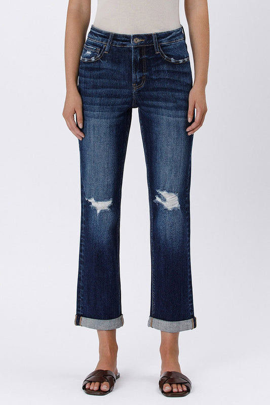 Lovervet High Rise Rolled Up Crop Straight