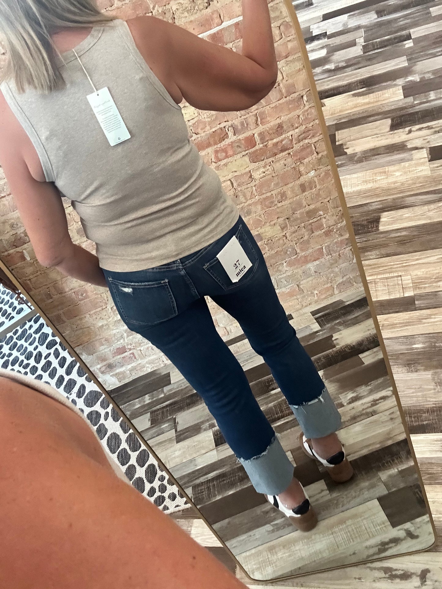 Mica Mid Rise Slim Straight Leg w/Cuffed Hem