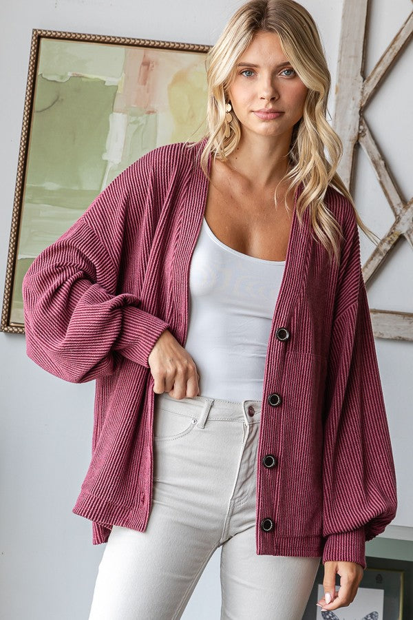 Button Front Open Knit Cardigan
