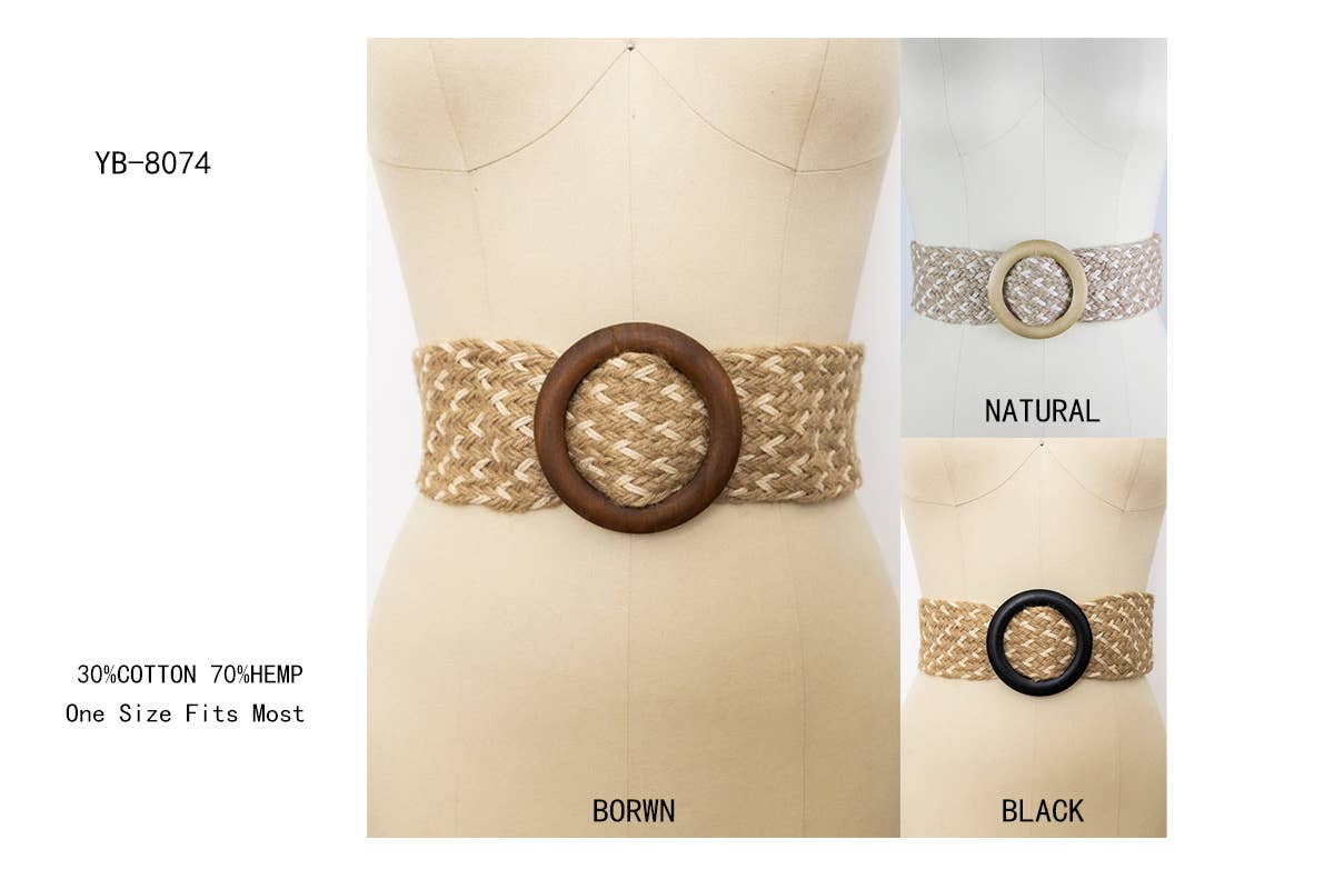Bohemian Wide Natural Jute Waist Belt