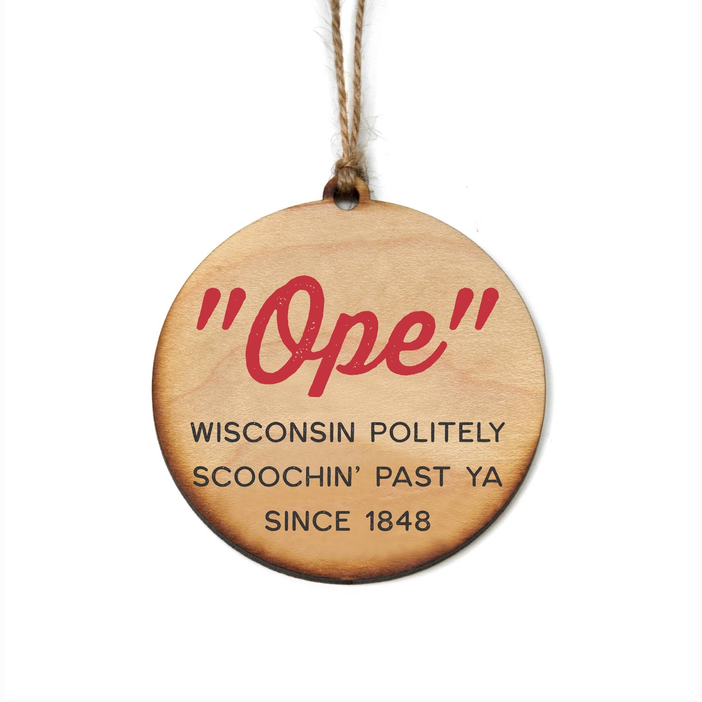 Ope Wisconsin Wood Christmas Ornaments