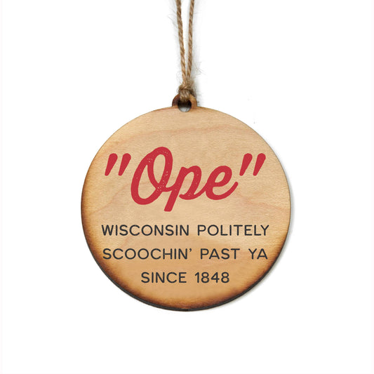 Ope Wisconsin Wood Christmas Ornaments