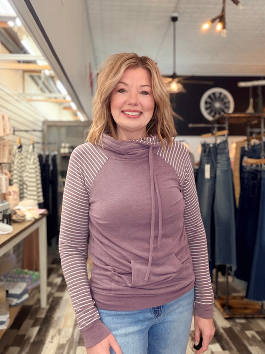 Striped Drawstring Hoodie