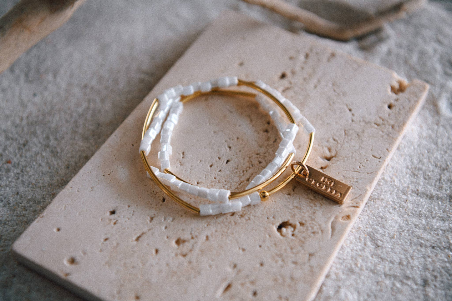 Gold or Silver Beaded Triple Wrap Bracelet