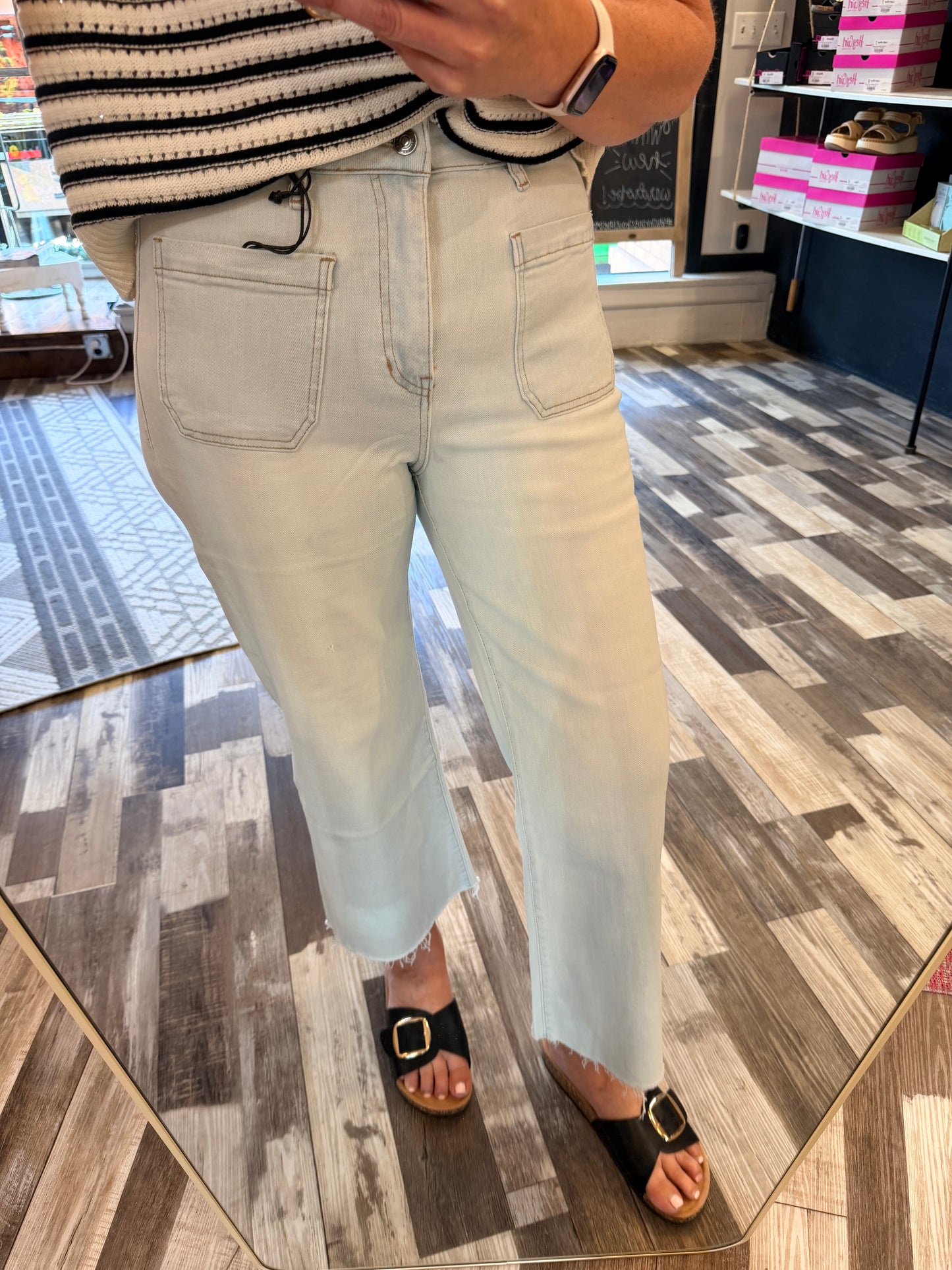 Mica High Rise Wide Leg Crop Raw Hem