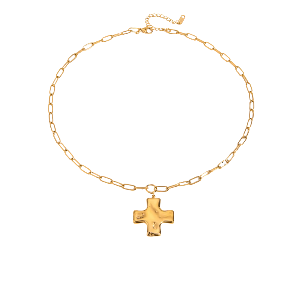 Cross Pendant Necklace – Water-Proof Gold Stainless Steel